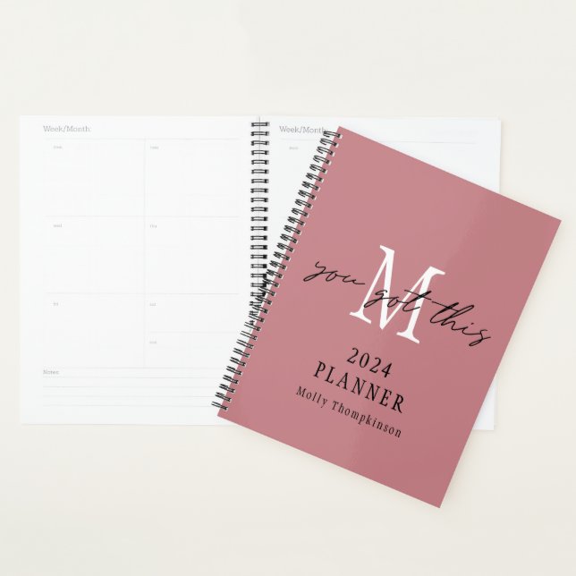 You Got This 2024 Monogram Initial Name Pink Planner (Display)
