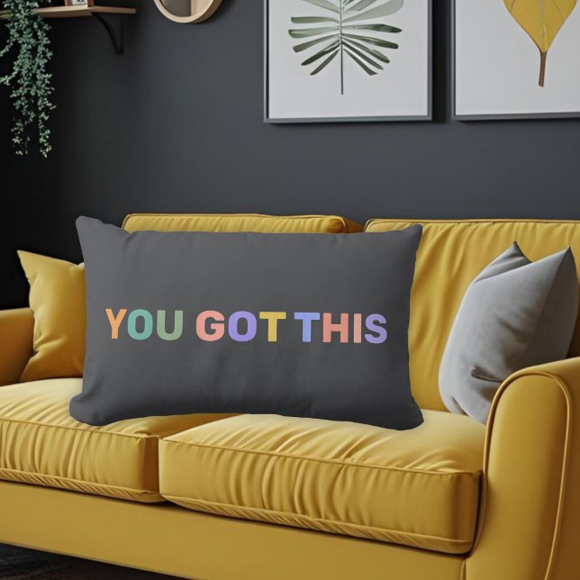 You Got This Colourful Dark Grey Personalised Name Lumbar Cushion (Creator Uploaded)