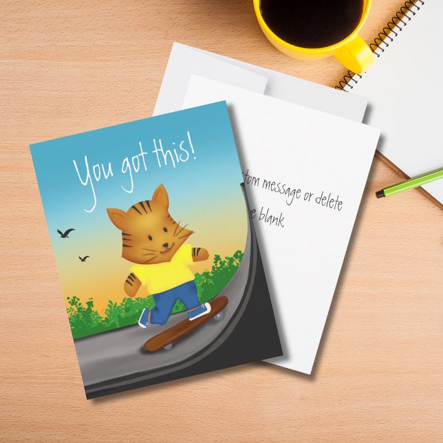 You Got This Cute Tiger On Skateboard Flat Card (Creator Uploaded)