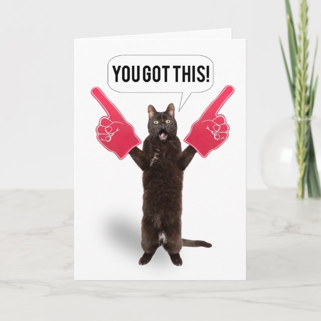 You Got This Encouragement Cat Cheering  Holiday Card (Front)