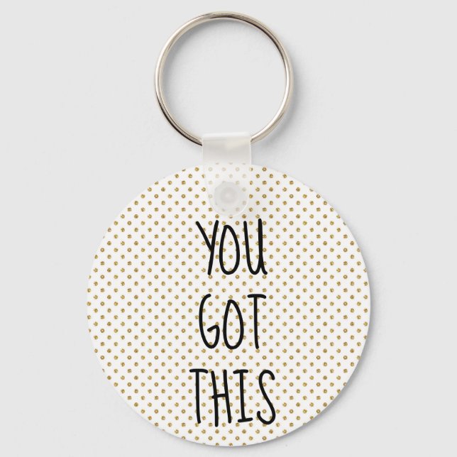 You got this gold glitter dot key ring (Front)