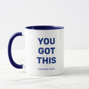 You Got This Minimal Blue and White Personalised Mug