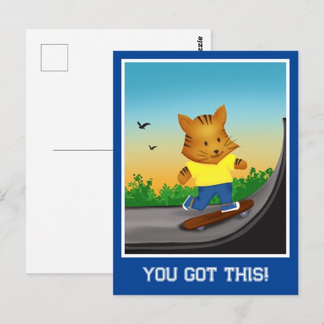 You Got This Tiger Skateboarding Postcard (Front/Back)