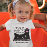 You Gotta Be Kitten Me Funny Cat Pattern Birthday Toddler T-Shirt<br><div class="desc">Add a cute cat touch to your clothing with this adorable cat t-shirt that says "You Gotta Be Kitten Me." The cat is black and is holding up one of its paws. There is also a background pattern of white paw prints. Touches of pink complete the kitty look. Add your...</div>