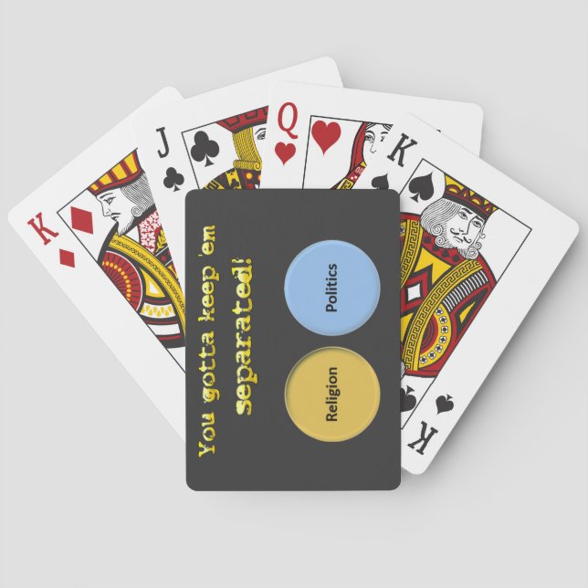 You gotta keep em separated - politics & religion playing cards (Back)