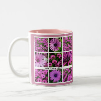 You Grow Girl Pun Daisy Congratulation Collage Two-Tone Coffee Mug