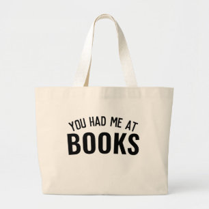 You Had Me At Books Canvas Bag   Librarian Gift