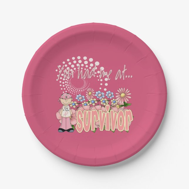 You Had Me At Cancer Survivor Paper Plate (Front)
