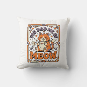 You Had Me At Meow Cat Valentine Love Vintage Vect Cushion