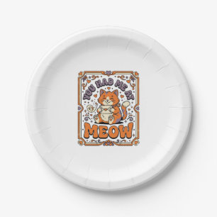 You Had Me At Meow Cat Valentine Love Vintage Vect Paper Plate