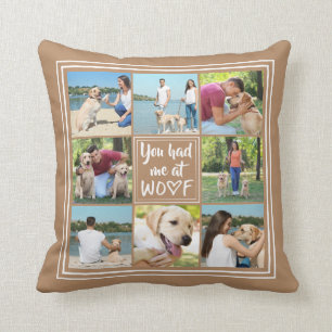 You Had Me at WOOF 8-Photo Collage Editable Tan Cushion
