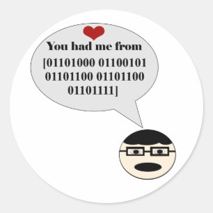 You Had Me From Hello Binary Stickers
