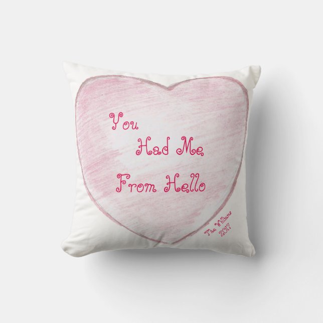 You Had me From Hello Paper Heart Cushion (Front)