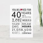 You Have Been Loved 40th Birthday Card<br><div class="desc">This birthday card is the perfect way to show just how long you have loved someone on their birthday. Mark that special day with a milestone birthday card.</div>