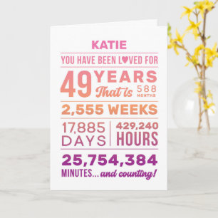 You Have Been Loved 49 Years, Custom Name Birthday Card