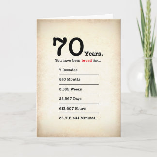 You Have Been Loved 70 Years, Birthday Card