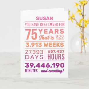 You Have Been Loved 75 Years, Custom Name Birthday Card