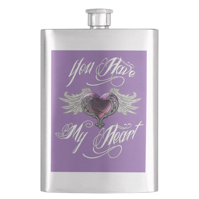 You Have My Heart Pink Hip Flask (Front)