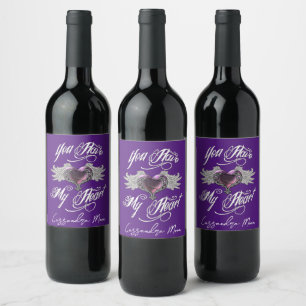 You Have My Heart Pink Personalised Wine Label