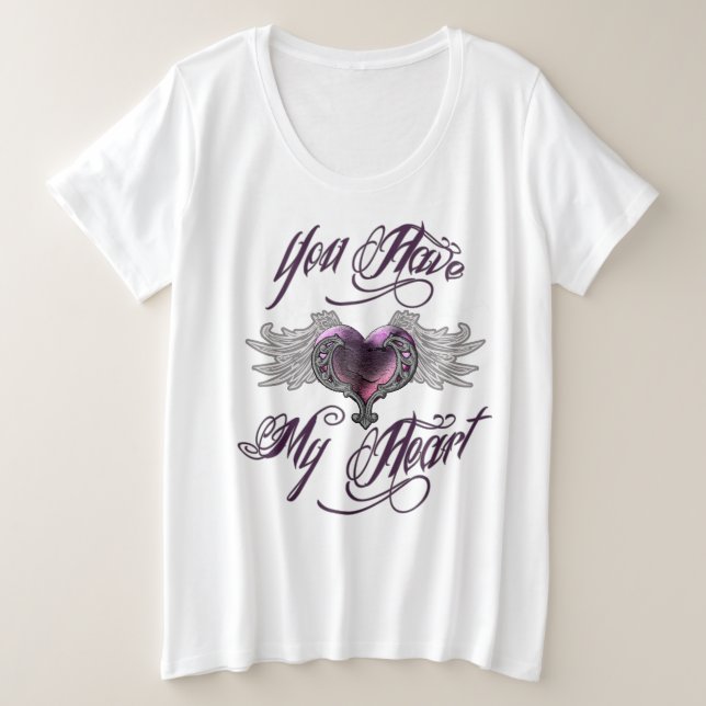 You Have My Heart Pink Plus Size T-Shirt (Design Front)