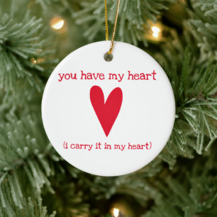 You have my heart   Poem by E.E. Cummings Ceramic Tree Decoration