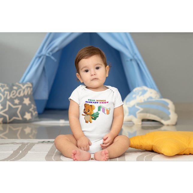 You Have Wings Just Fly Tiny Dog Inspiring Quote Baby Bodysuit (Creator Uploaded)