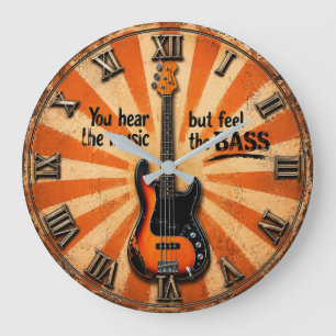 You Hear the Music But Feel the Bass Guitar Lover Large Clock