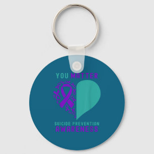 You - Heart &amp; Ribbon Design Suicide Prevention Key Ring