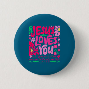 You Jesus Boho Floral Religious Faith 6 Cm Round Badge