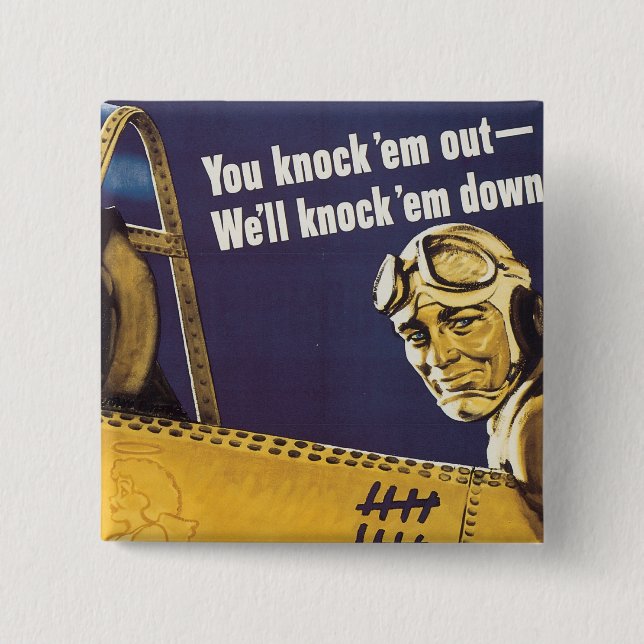 You Knock 'Em Out 15 Cm Square Badge (Front)