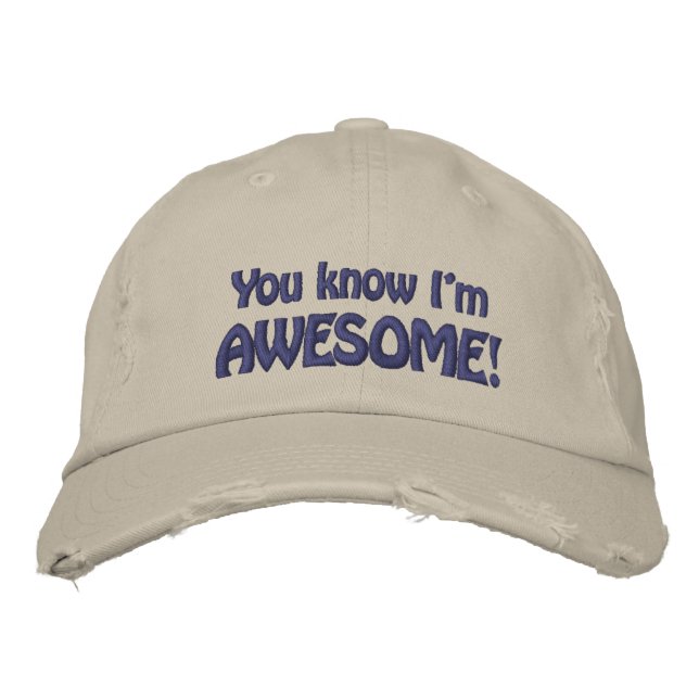 You know I'm AWESOME Fun Saying Embroidered Hat (Front)