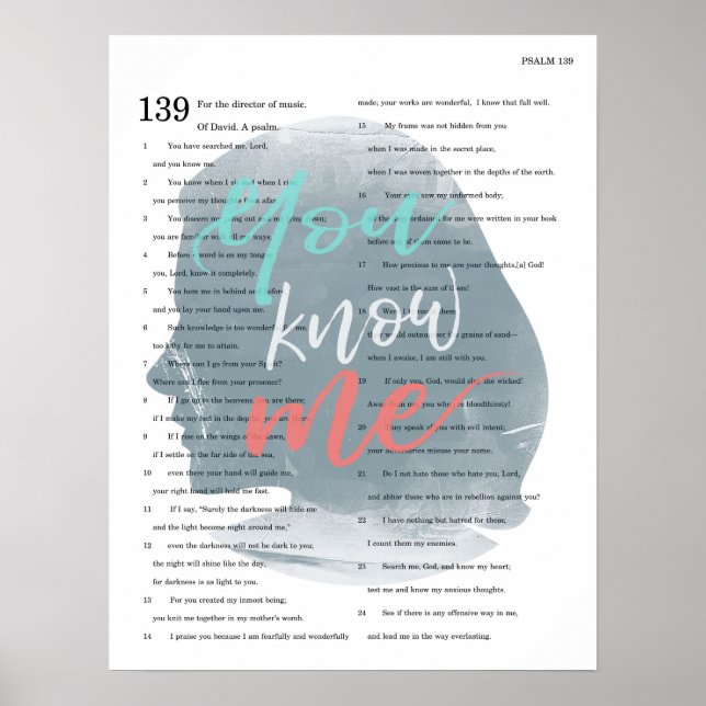 You Know Me, Psalm 139 Poster (Front)