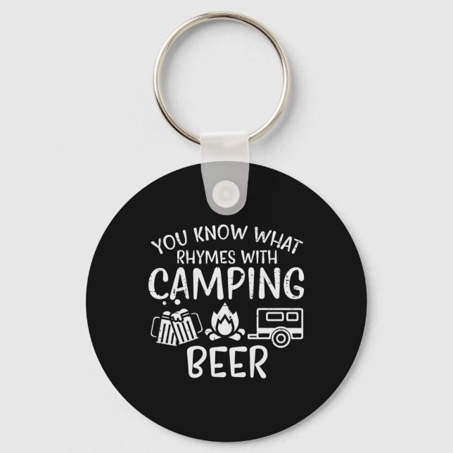 You Know What Rhymes With Camping Funny Camper Dad Key Ring (Front)