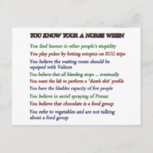 You Know Your A Nurse When... Postcard
