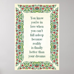 You know you're in love when you can't fall asleep poster