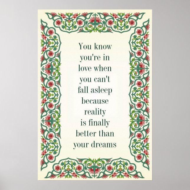 You know you're in love when you can't fall asleep poster (Front)