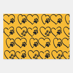 You left a paw print on my heart & Golden set of 3 Wrapping Paper Sheet