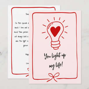 You Light Up My Life Funny Saying Valentines Day Holiday Card