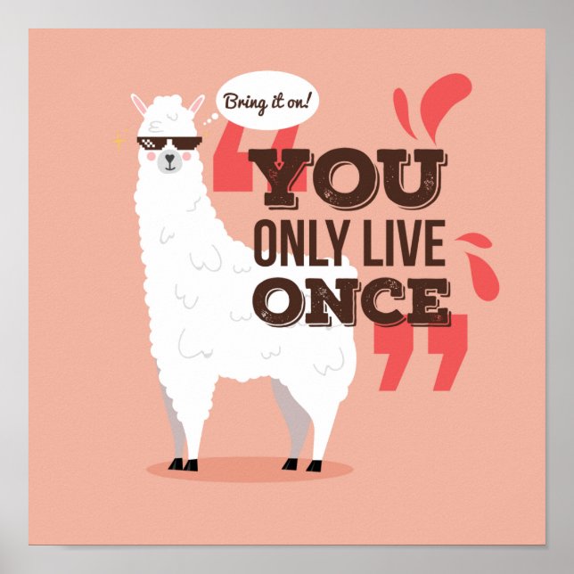 You Live Only Once Llama Poster (Front)