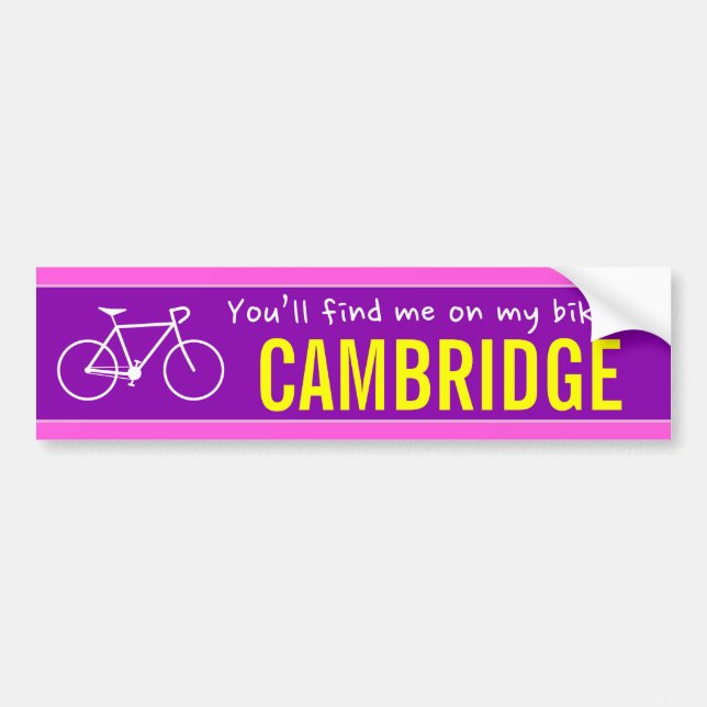 "You’ll find me on my bike in CAMBRIDGE" (Canada) Bumper Sticker (Front)