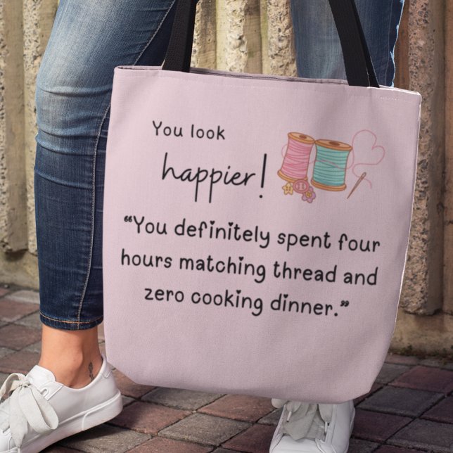 You look happier! Spent 4 hours matching thread Tote Bag (Creator Uploaded)