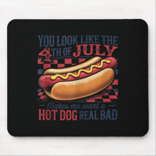 You Look Like 4th Of July Retro Hotdog Patriotic M Mouse Pad