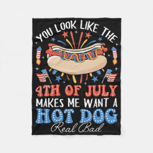 You Look Like The 4th Of July Hot Dog American Men Fleece Blanket