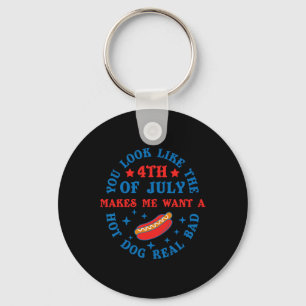 You Look Like The 4th Of July Hot Dog American Men Key Ring