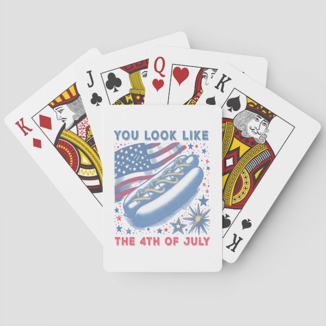 You Look Like The 4th Of July Hot Dog Viral Sloth Playing Cards (Back)