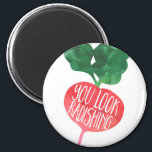 You Look Radishing | Veggie Pun Magnet<br><div class="desc">Funny design features "you look radishing" in white handwritten style typography inscribed inside a red watercolor radish illustration. Cute stocking stuffer for the foodie,  chef,  vegetarian or health nut in your life! More veggie puns available in our shop.</div>
