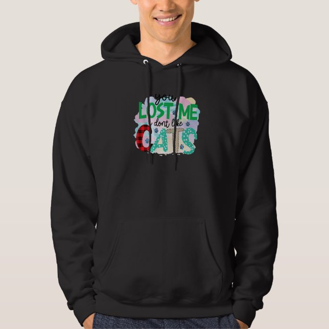 You Lost Me I Don't Like Cats Graphic Patchwork Hoodie (Front)