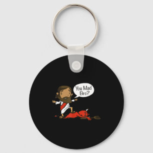You Mad Bro - Funny Christian Jesus And Devil Key Ring
