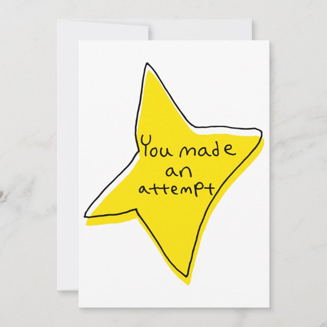 You Made An Attempt - Yellow Star Holiday Card (Front)
