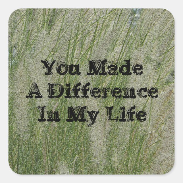 You Made Difference Desert Grass Thanks Teacher Square Sticker (Front)
